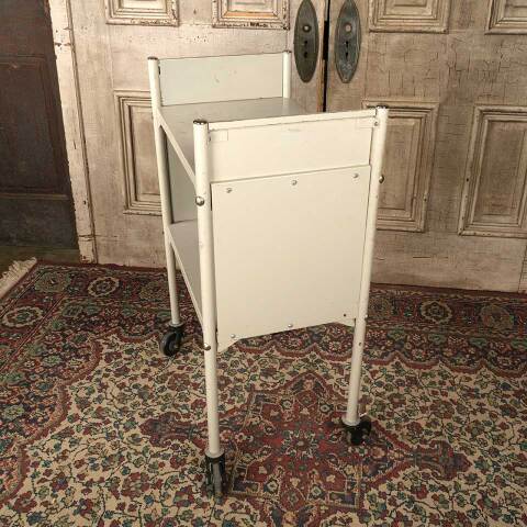 #52118 Vintage Rolling Metal Library Book Cart image 4