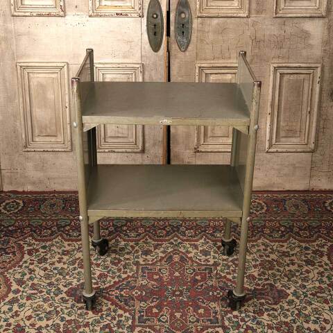 #52122 Vintage Rolling Metal Library Book Cart image 2