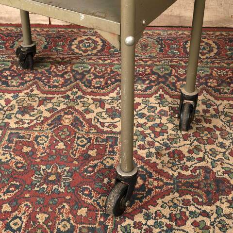 #52122 Vintage Rolling Metal Library Book Cart image 7