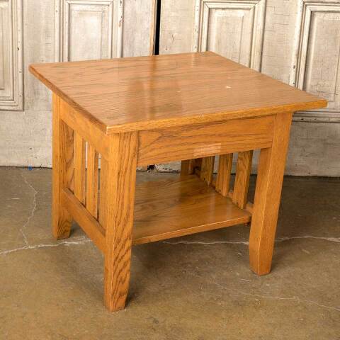 #52143 24x22 Salvaged Solid Oak Wood End Table image 3