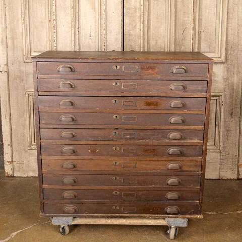 #52151 36x35 Antique Wood Flat Drawer File Cabinet image 2