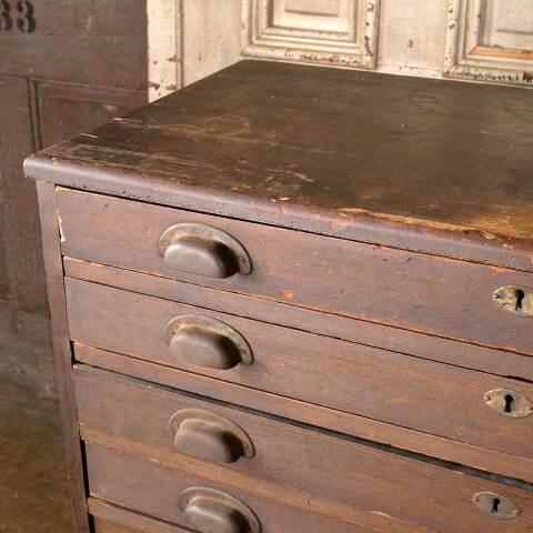 #52151 36x35 Antique Wood Flat Drawer File Cabinet image 3