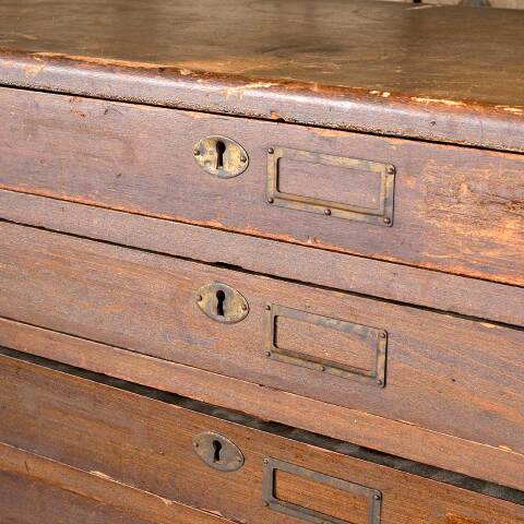 #52151 36x35 Antique Wood Flat Drawer File Cabinet image 4