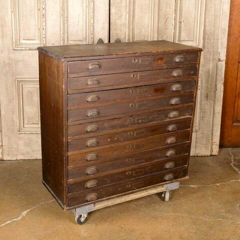 #52151 36x35 Antique Wood Flat Drawer File Cabinet image 5