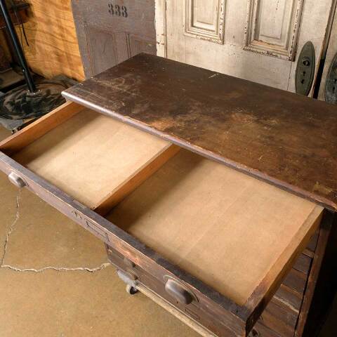 #52151 36x35 Antique Wood Flat Drawer File Cabinet image 7