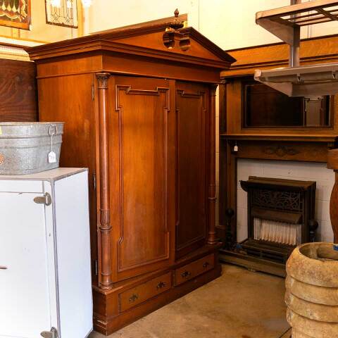 #52230 Antique Ornate Wood Flat Drawer Cabinet image 2