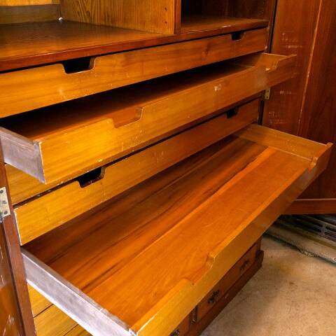 #52230 Antique Ornate Wood Flat Drawer Cabinet image 4