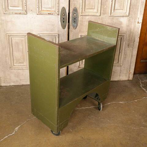 #52241 Vintage Rolling Metal Library Book Cart image 2