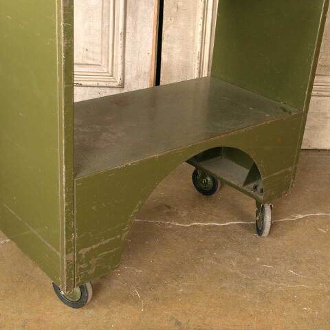 #52241 Vintage Rolling Metal Library Book Cart image 3