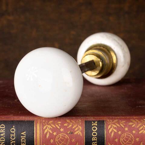 #52478 Antique Petite White Porcelain Doorknobs image 3