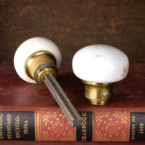 #52478 Antique Petite White Porcelain Doorknobs image 5
