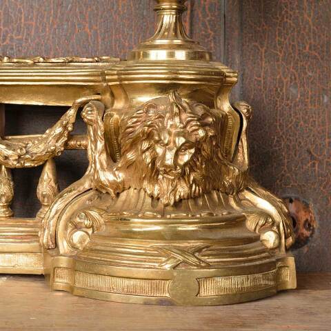 #52483 Antique Brass Ornate Fireplace Andirons image 4