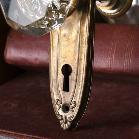 #52532 Antique Glass & Brass Door Hardware Set image 2