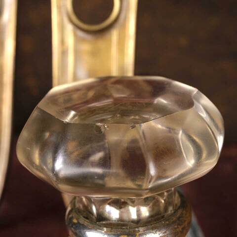 #52532 Antique Glass & Brass Door Hardware Set image 6