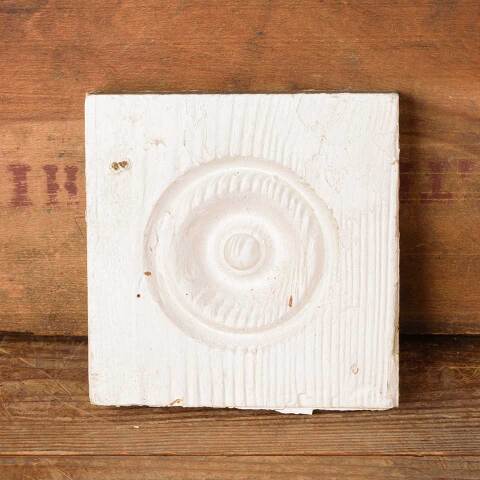 #52548 Antique Painted Wood Rosette Trim Block image 3