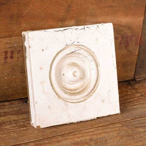 #52549 Antique Painted Wood Rosette Trim Block image 4