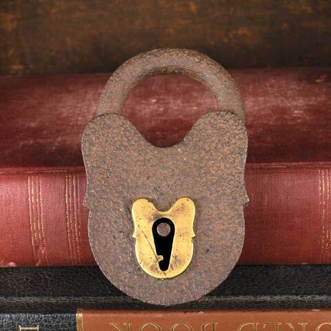 #52613 Antique Iron Padlock with Brass Keyhole image 2