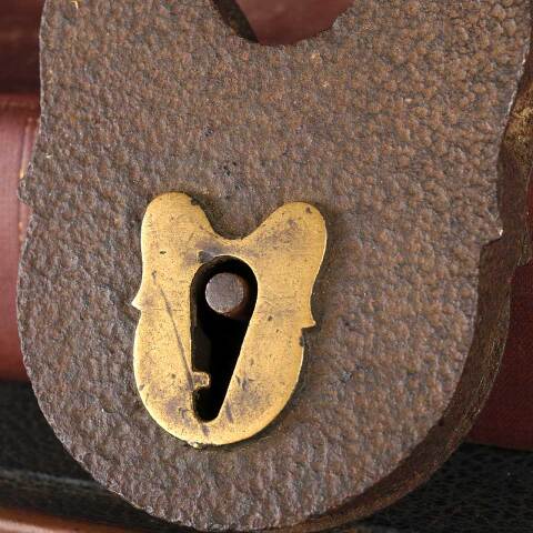 #52613 Antique Iron Padlock with Brass Keyhole image 4