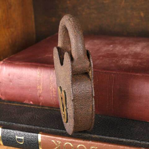 #52613 Antique Iron Padlock with Brass Keyhole image 5