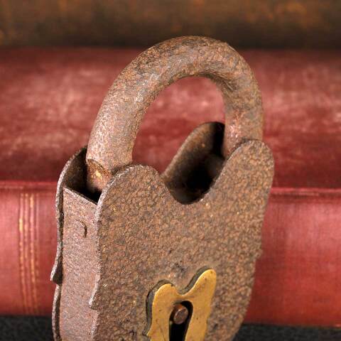 #52613 Antique Iron Padlock with Brass Keyhole image 7