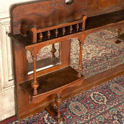 #52625 Salvaged Antique Oak Overmantel Mirror image 2