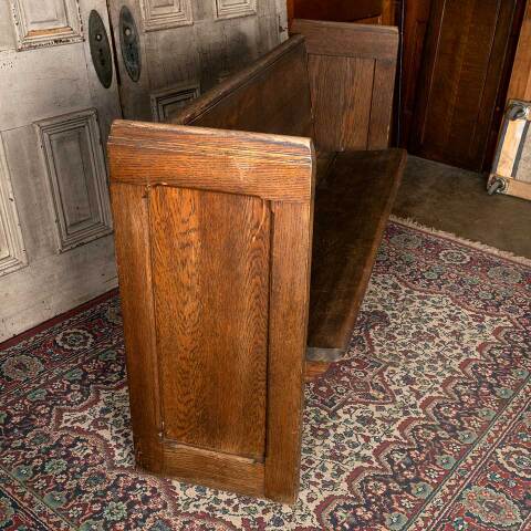 #52686 Salvaged Antique Oak Church Pew Bench image 4
