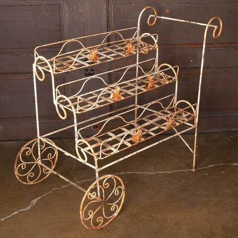 #52691 Painted Metal Tiered Plant Stand Cart image 2