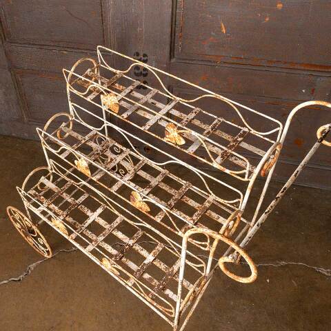 #52691 Painted Metal Tiered Plant Stand Cart image 8
