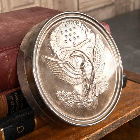 #52707 Vintage Silver Plate Eagle Trinket Box image 6