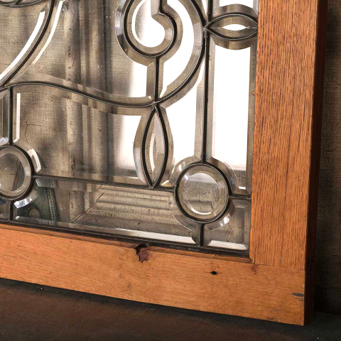 #52728 37x25 Antique Leaded Beveled Glass Window image 3