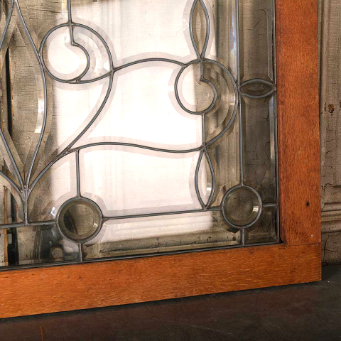 #52728 37x25 Antique Leaded Beveled Glass Window image 7