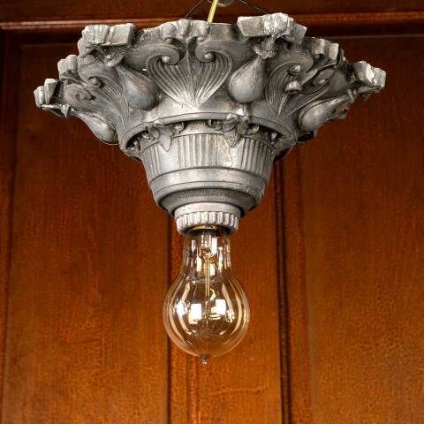 #52736 Salvaged Antique Flush Mount Light Fixture image 6