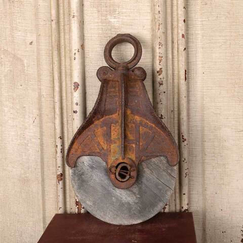 #52816 Salvaged Antique Wood & Metal Barn Pulley image 6
