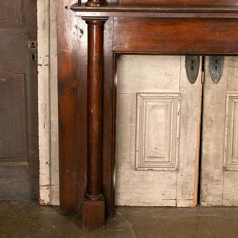 #52824 60x78 Antique Oak Fireplace Mantel w/ Mirror image 3