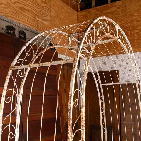 #52923 Vintage Metal Garden Arbor with Bench Seats image 4