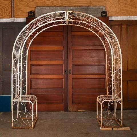 #52923 Vintage Metal Garden Arbor with Bench Seats image 7