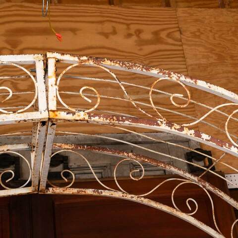 #52923 Vintage Metal Garden Arbor with Bench Seats image 8