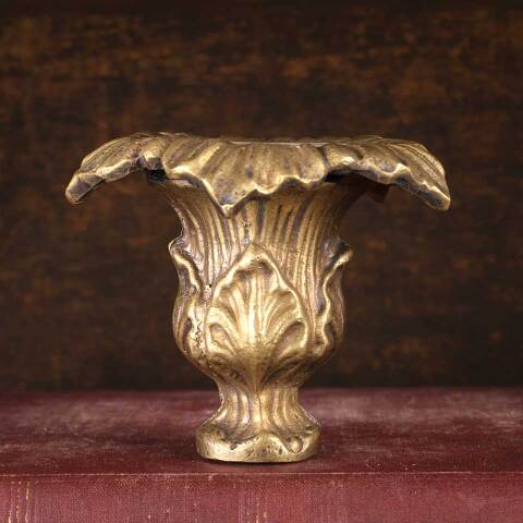 #53005 Antique Cast Brass Floral Candle Holder image 2