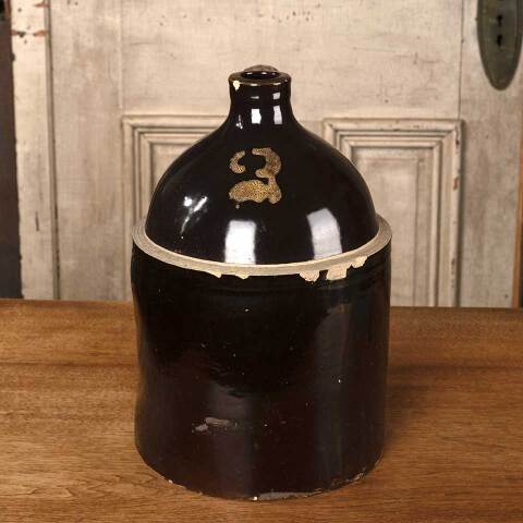 #53205 Antique Stoneware Handled Whiskey Jug image 4