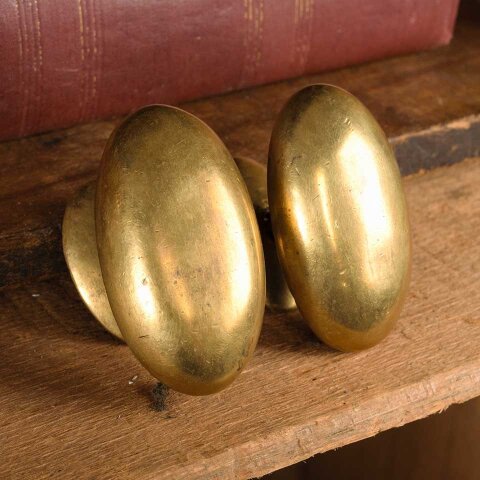 #53285 Antique Oval Brass Furniture Knobs Hardware image 2