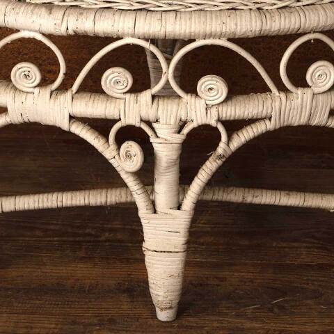 #53353 Vintage White Wicker Corner Etagere Shelf image 3