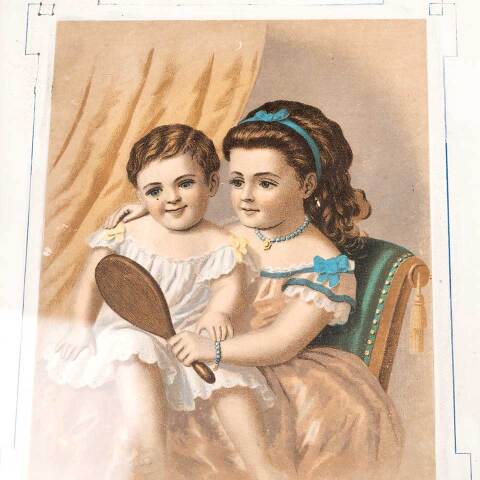 #53392 Antique Illustration in Carved Wood Frame image 6