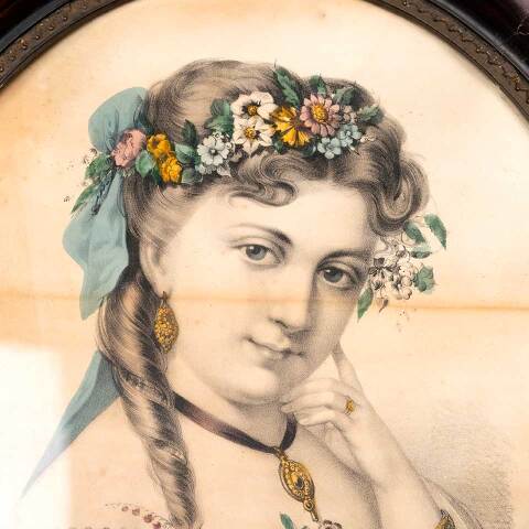 #53399 Antique Currier & Ives Framed SPRING Print image 2