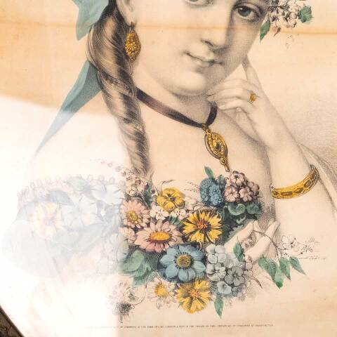 #53399 Antique Currier & Ives Framed SPRING Print image 8