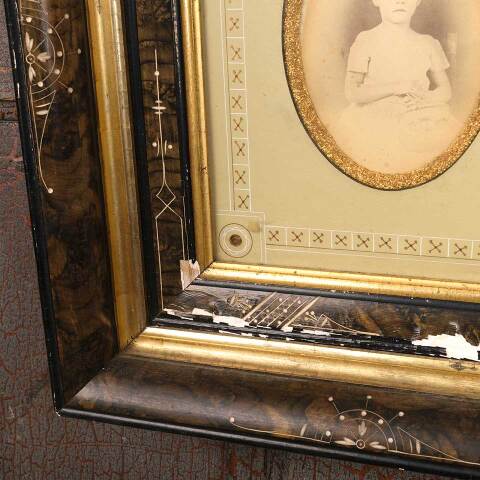 #53400 Antique Shadowbox Framed Child Portrait image 5