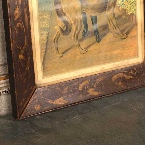 #53404 Antique Framed Lithograph of Girl & Dog image 6