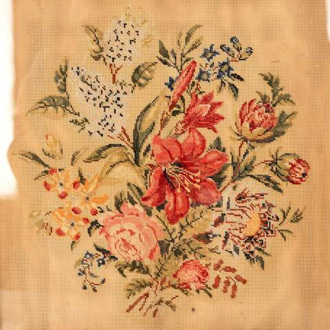 #53406 Antique Wood Framed Needlepoint Artwork image 4