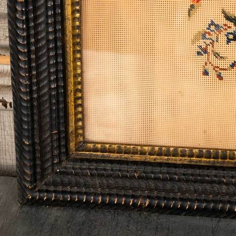 #53406 Antique Wood Framed Needlepoint Artwork image 5