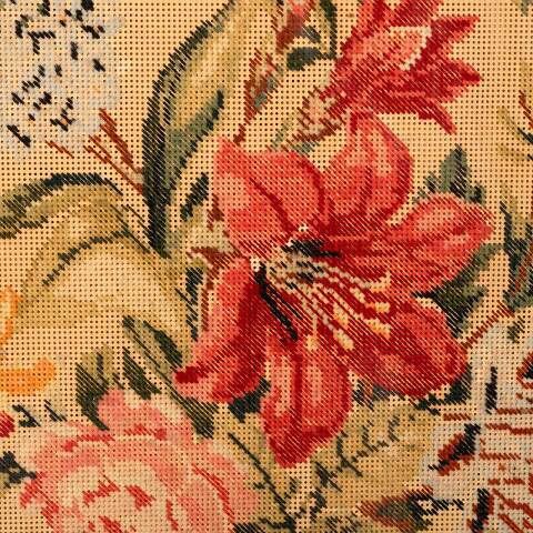 #53406 Antique Wood Framed Needlepoint Artwork image 6