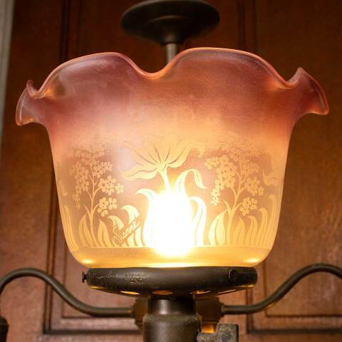 #53446 Salvaged Antique Gas & Electric Chandelier image 8